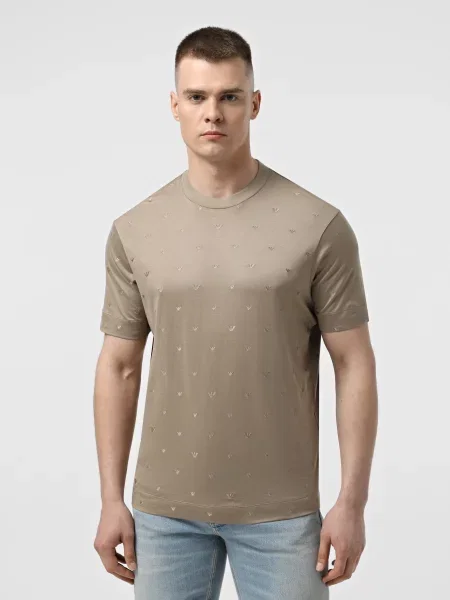 Футболка Emporio Armani из лиоцела коричневая