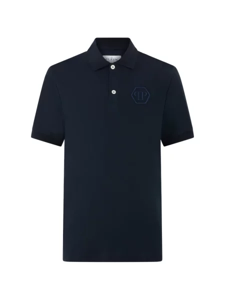 Tricou polo Philipp Plein cu broderie albastru