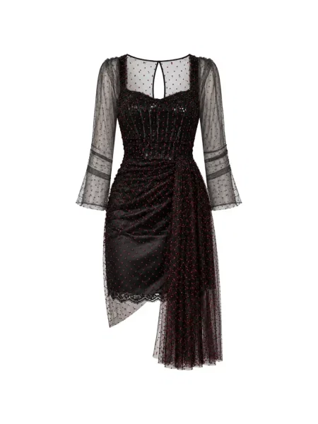 Lung rochie mini Dolce & Gabbana din dantelă negru