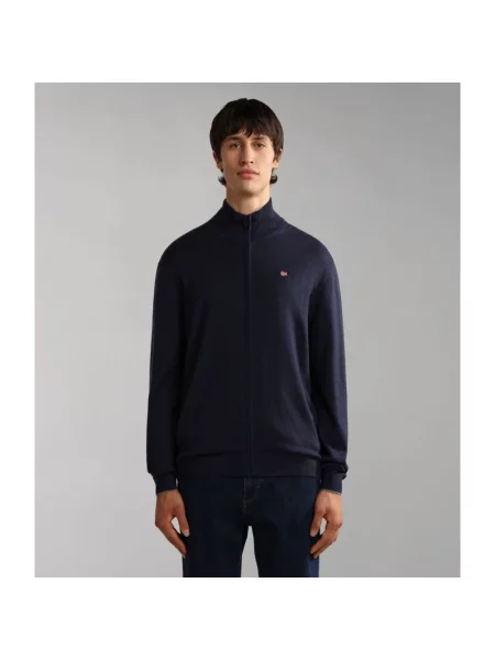 Kardigan Napapijri z długim rękawem wełniany niebieski