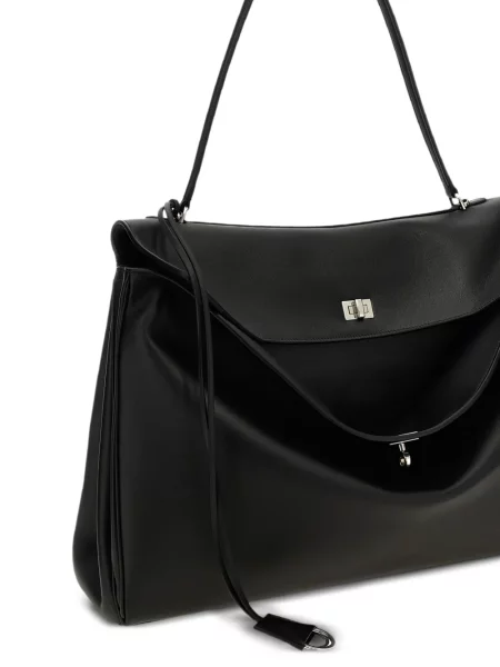 Кожена чанта Balenciaga черно