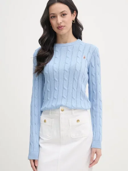 U.S. Polo Assn. sweter CREW NECK CABLE niebieski