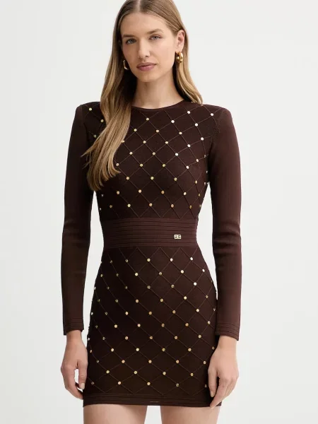 Elisabetta Franchi rochie mini mulata maro
