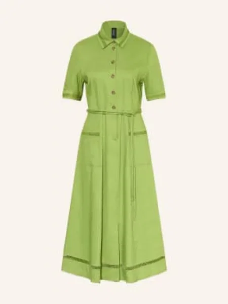 Marc Cain Sukienka Koszulowa Z Lnu I Koronki gruen zielona