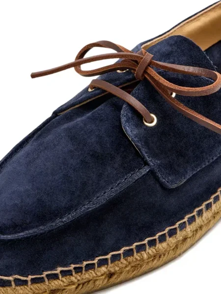 Espadrile Castaner cu șireturi din piele de căprioară albastru
