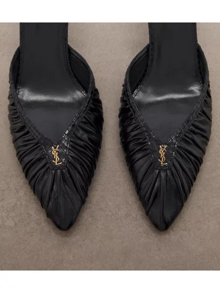 Pantofi cu toc Saint Laurent din piele slingback negru