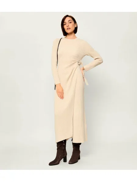 Ba&sh Rochie Bamaya cu adaos de lână bej
