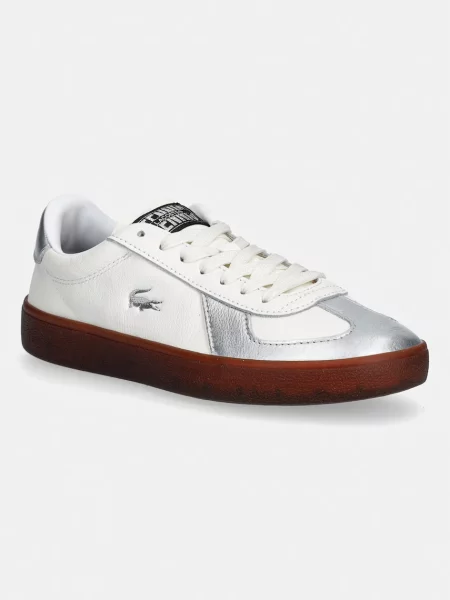 Usnjene superge Lacoste Baseshot Pro Sneakers Silver & Gold Pack bela