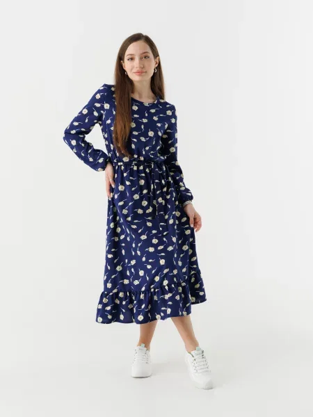 LAWA Сукня міді Темно-синій Поліестер/еластан синя