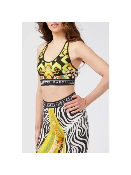 Biustonosz Custo Barcelona ze stretchu elegancki z nadrukiem żółty