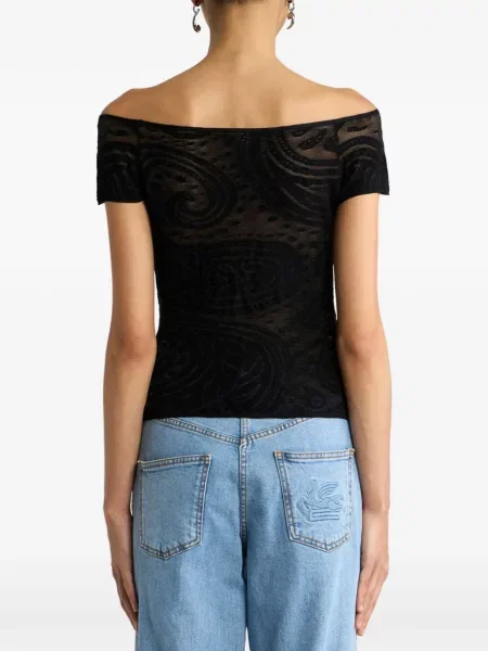 Pulover Etro cu model paisley din jacard negru