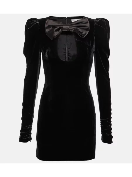 Žametna obleka Alessandra Rich iz rebrastega žameta črna