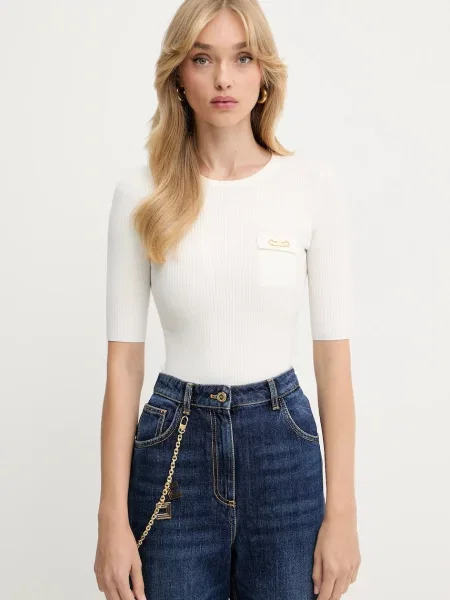 Elisabetta Franchi pulover de mătase light bej