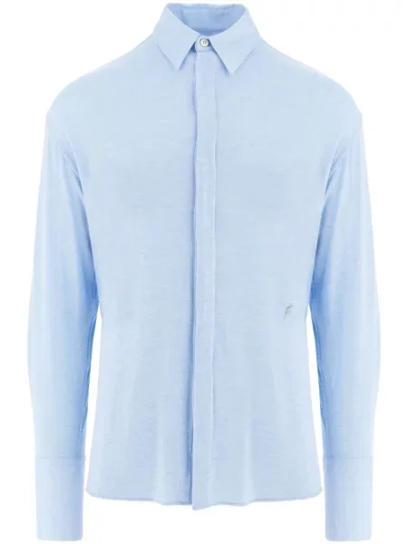 Košile Ferragamo s výšivkou jersey modrá