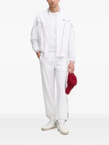 Pantaloni Lacoste alergare cu autograf alb