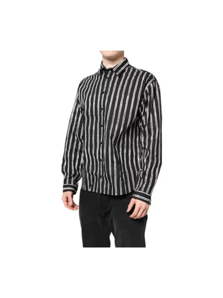 Koszula Dolce And Gabbana w paski elegancka czarna