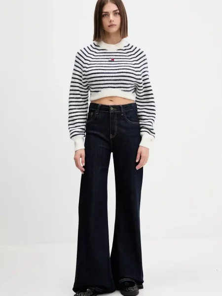 Pulover s primesjo volne Tommy Jeans bela