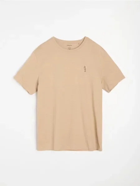 Sinsay koszulka z krótkim rękawem beżowy