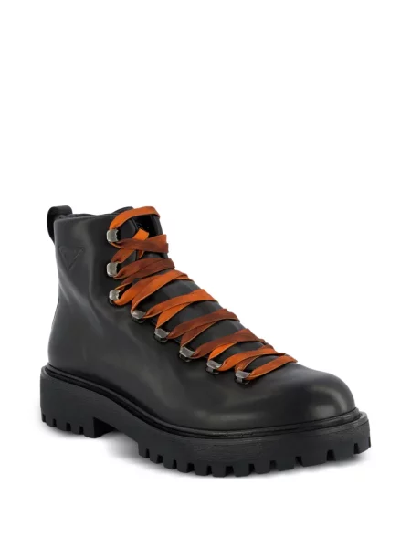 Botine Prada din piele cu autograf negru