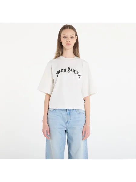 Tricou Palm Angels Curved Logo Boxy Tee Off White/ Black L alb