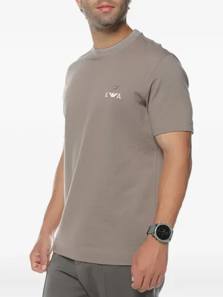 Tričko Emporio Armani s autogramem hnědé