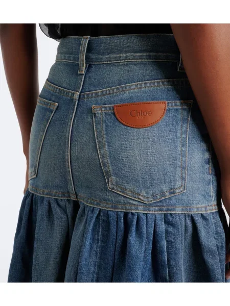 Fustă din denim Chloé albastru