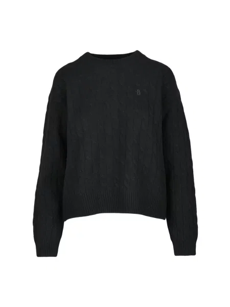 Sweter Ballantyne wełniany z okrągłym dekoltem czarny