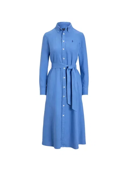 Cu centură rochie tip cămașă Polo Ralph Lauren de in albastru