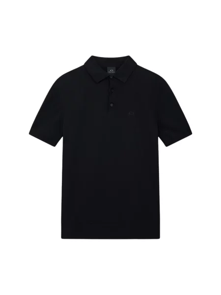 Dzianinowa koszulka polo Armani Exchange z krótkim rękawem czarna