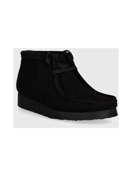 Botki Clarks Originals skórzane na płaskim obcasie czarne