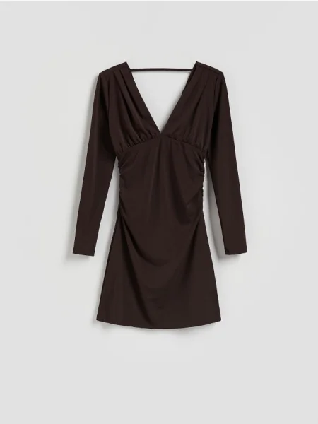 Reserved Rochie cu pliuri maro-închis maro