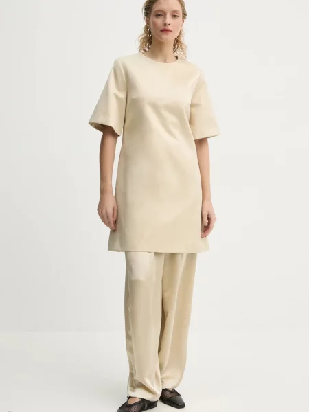 Штани By Malene Birger широке висока посадка бежевий