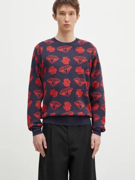 Billionaire Boys Club Πουλόβερ με προσθήκη μαλλιού Diamonds & Dollars Knitted Jumper μπλε