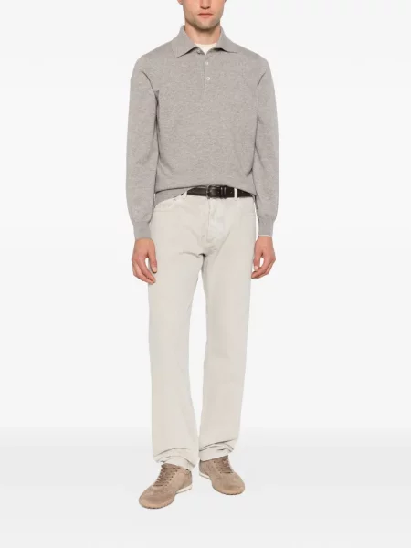 Lung tricou polo Brunello Cucinelli gri
