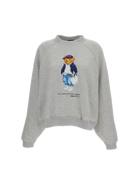 Bluza nierozpinana Polo Ralph Lauren z nadrukiem polarowa szara