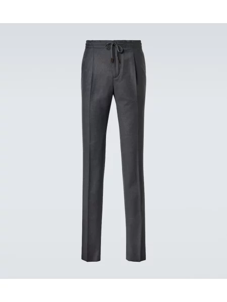 Volnene zožene hlače Incotex siva