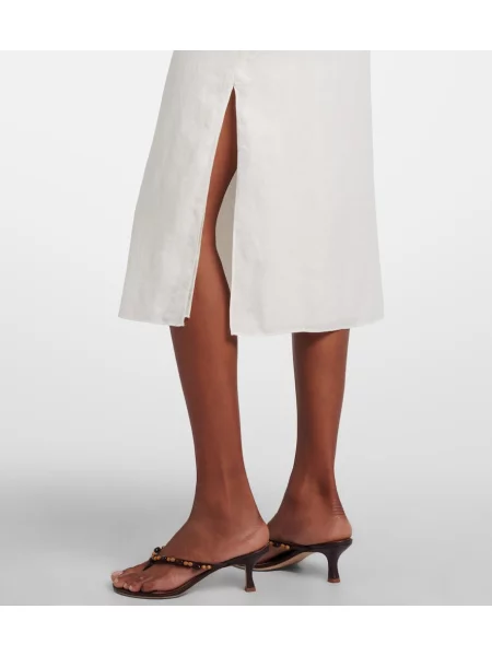 Rochie midi Posse cu broderie de in alb