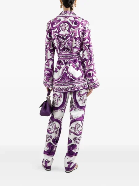 Jedwabna koszula Dolce And Gabbana fioletowa