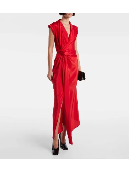 Rochie maxi Victoria Beckham de mătase de costum roșu