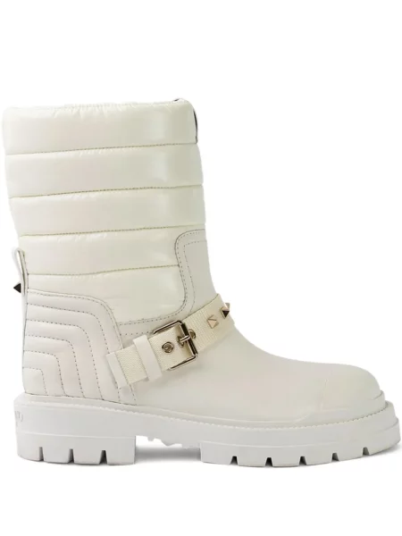 Botine Valentino Garavani cu cataramă cu tepi alb