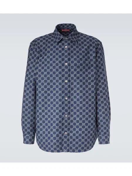Vlněná košile Gucci modrá
