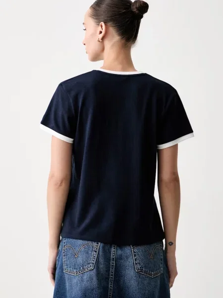 Tommy Hilfiger T-shirt z lyocellem granatowa