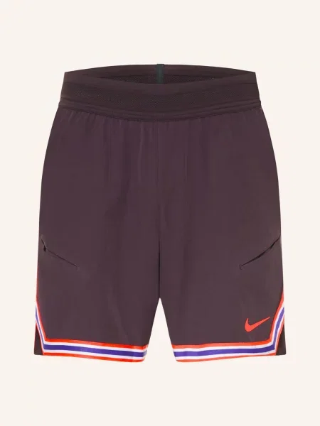 Nike Tenisové Šortky Court Slam tmavě fialová / neonově oranžová bílá