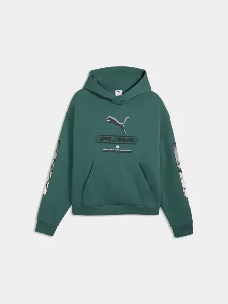 Худи Puma в уличном стиле зеленое