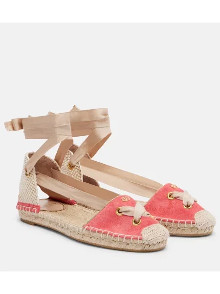 Espadrile Valentino Garavani din piele de căprioară roz