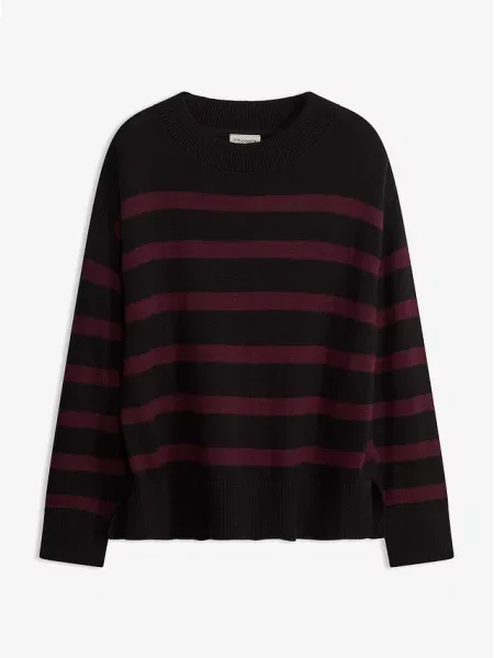 Sweter z cienkiej dzianiny z mieszanki bawełny czarny