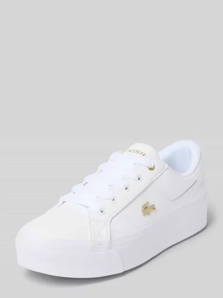 Sneakersy niskie z mieszanki skóry model ‘ZIANE PLATFORM Lacoste białe