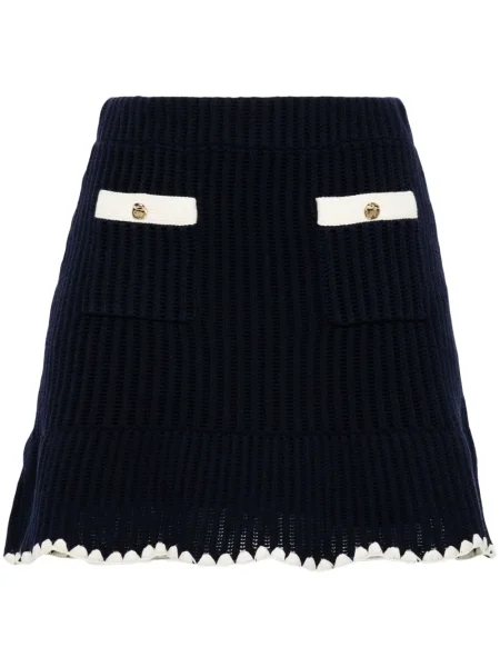 Dzianinowa mała mały spódnica mini Self-portrait niebieska