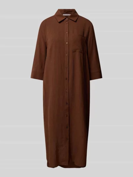 Sukienka koszulowa z mieszanki i lnu z kieszenią na piersi Christian Berg Woman Selection