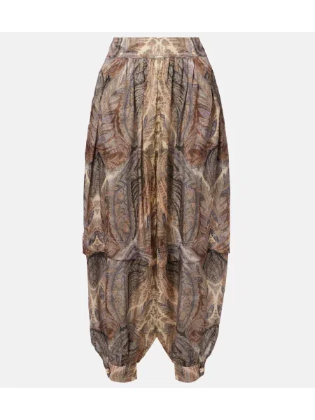 Jedwabne szerokie spodnie Zimmermann z wzorem paisley